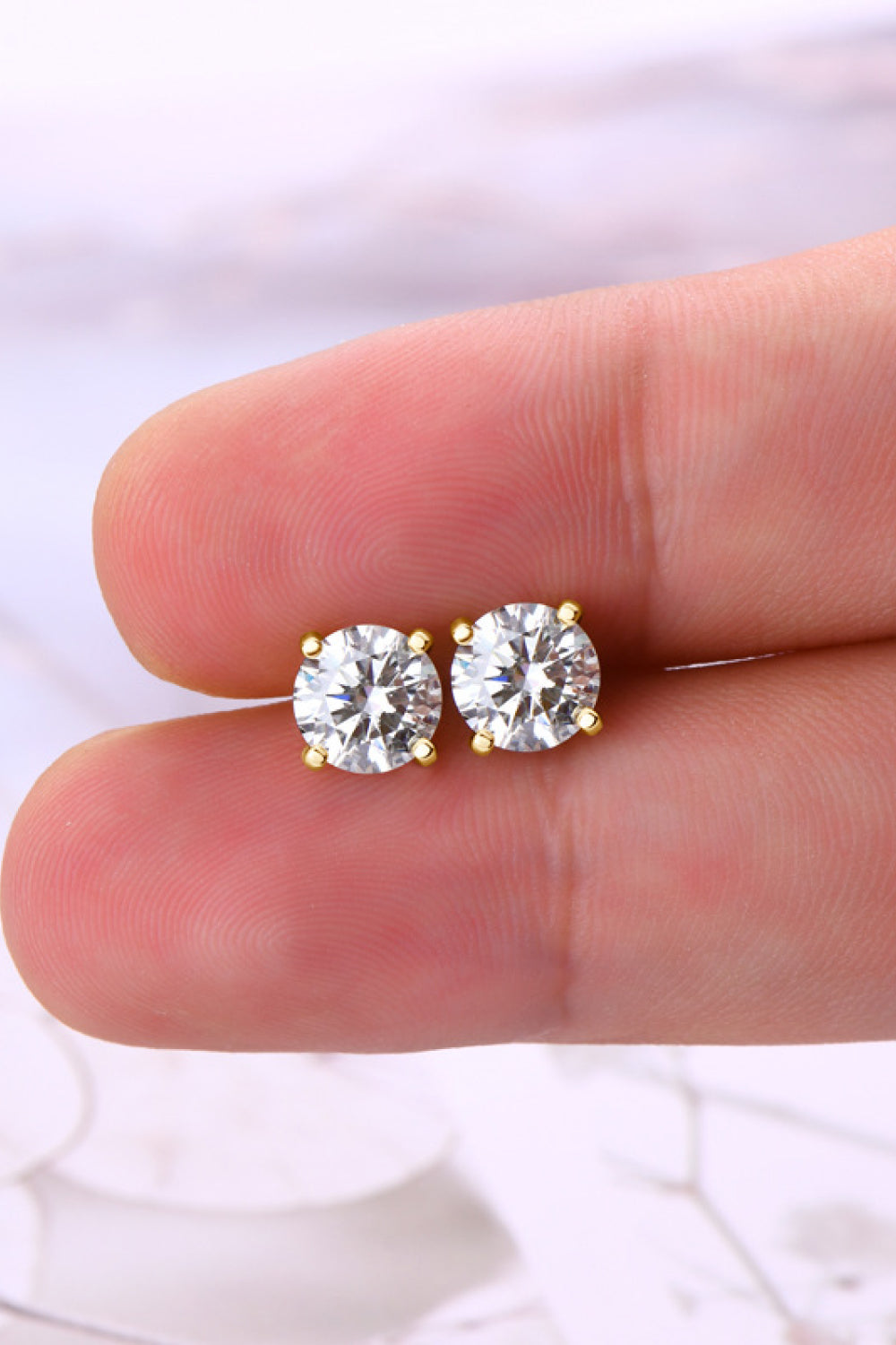 2 Carat Moissanite Sterling Silver Stud Earrings - alternate earring view