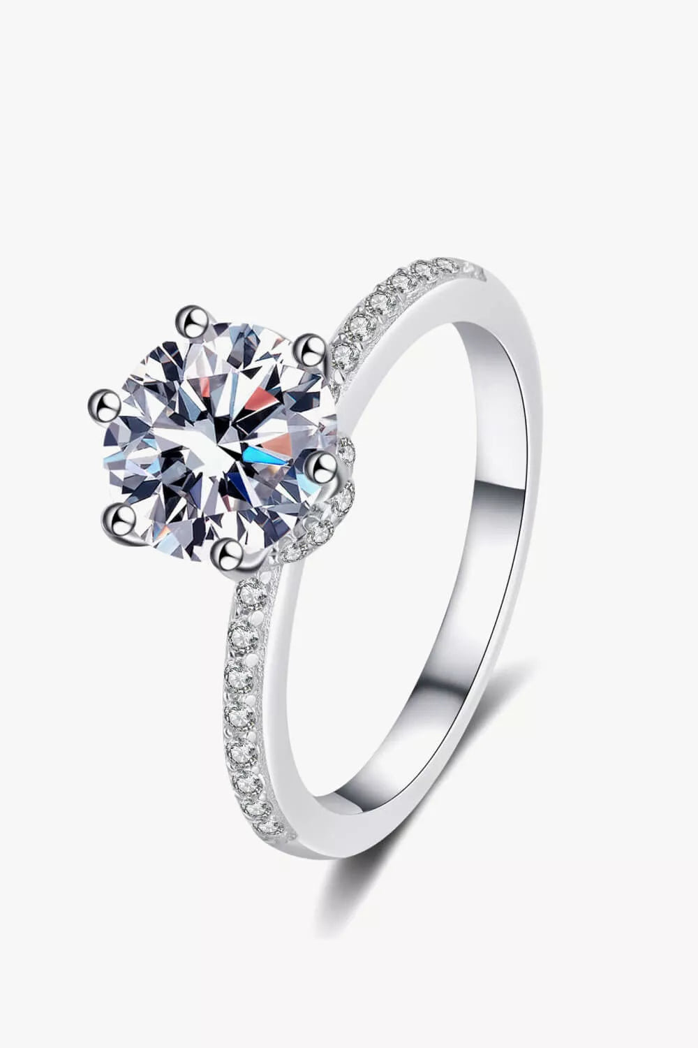 Sterling Silver 2 Carat Moissanite Ring in Silver - women's ring