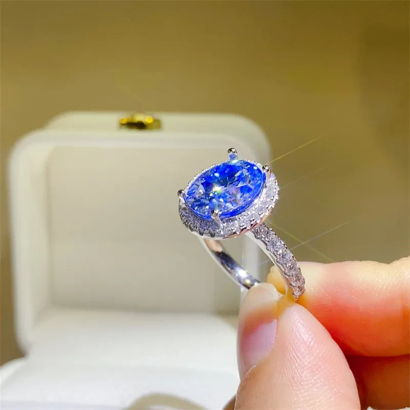 5 Carat Moissanite Sterling Silver Ring in Silver - women's ring