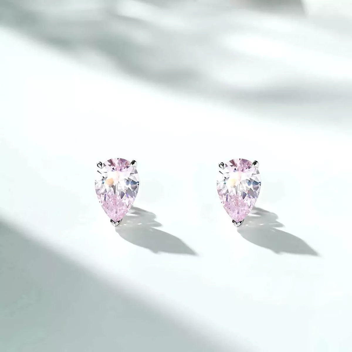 Sterling Silver Teardrop Stud Earrings in Blush Pink - women's stud earrings