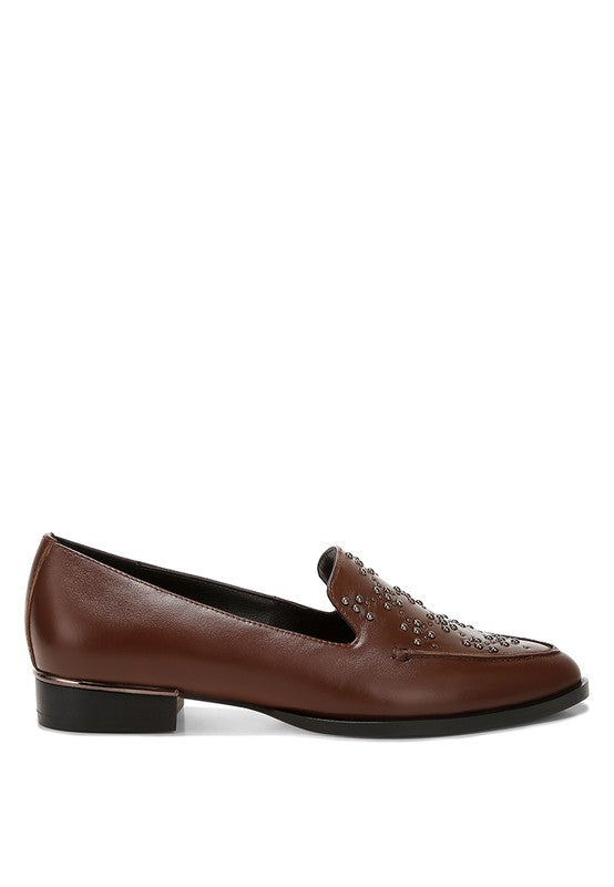 Studded Genuine Leather Loafers