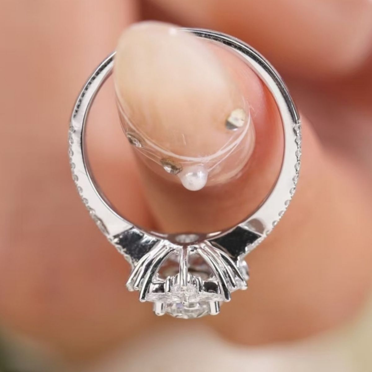 1 Carat Moissanite Sterling Silver Ring - alternate ring view