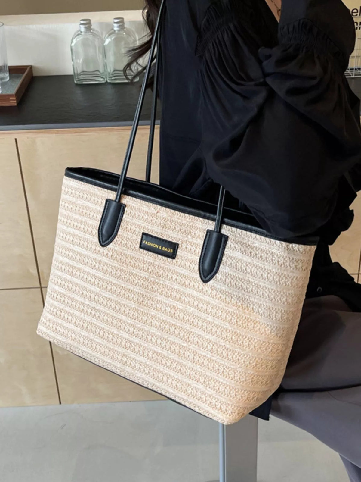 Woven Straw Tote Bag - alternate product view