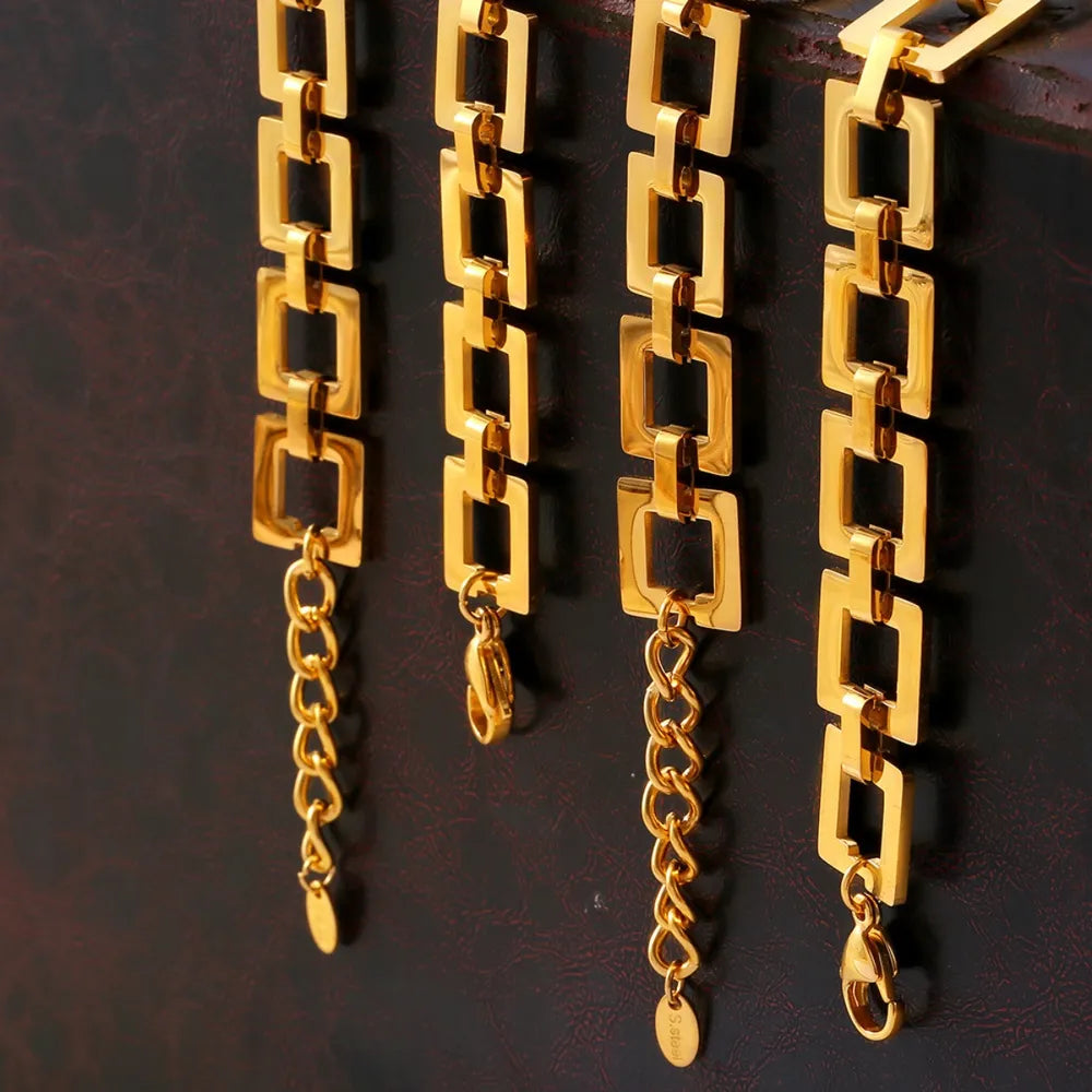 Titanium Steel Hollow Square Chain Bracelet - alternate jewelry view