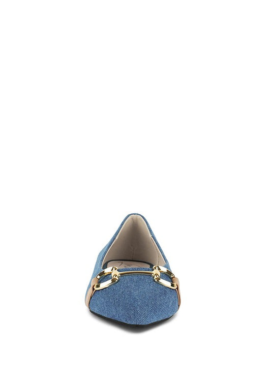 Denim Horsebit Ballet Flats