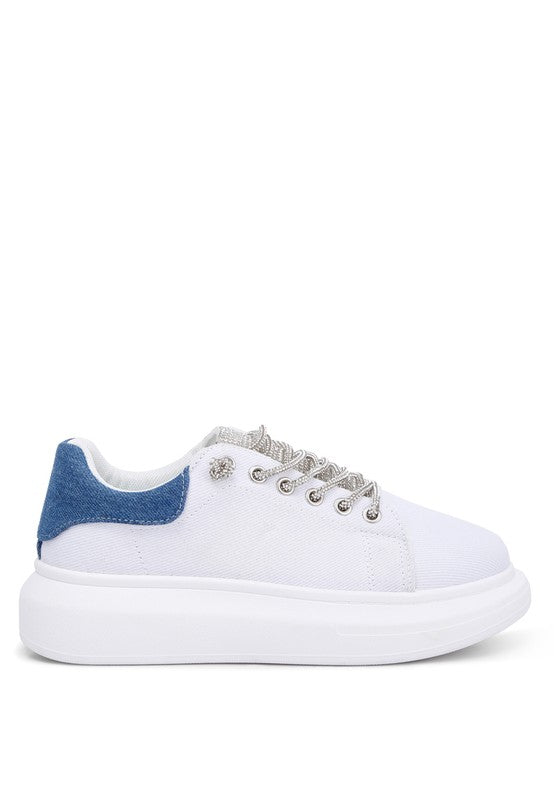 Rhinestones Lace-Up Sneakers