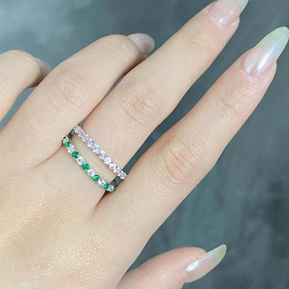 Sterling Silver Zircon Ring in White - women's ring