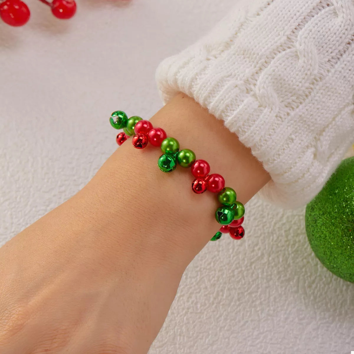 Christmas Holiday Beaded Bell Bracelet - alternate jewelry view