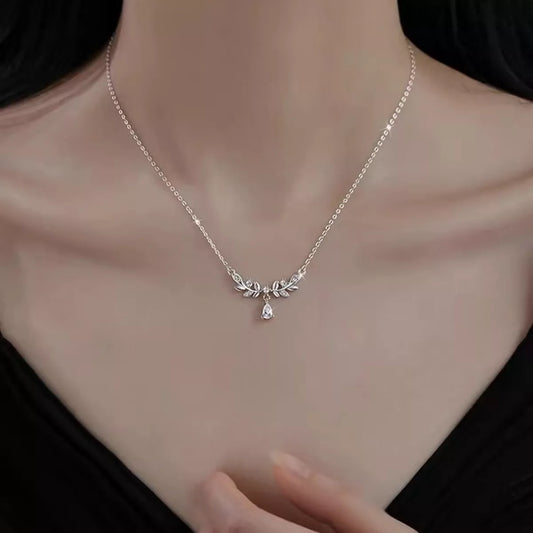 Sterling Silver Zircon Flower Necklace in Silver - women's necklace