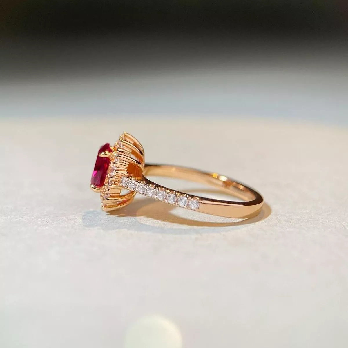 Sterling Silver Oval Ring in Cerise - women's ring