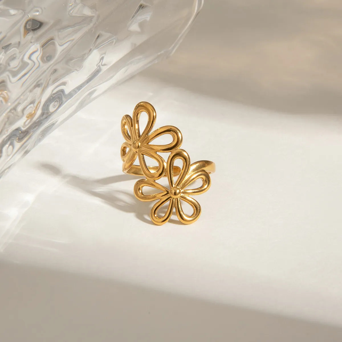 Stainless Steel Flower Ring - alternate ring view