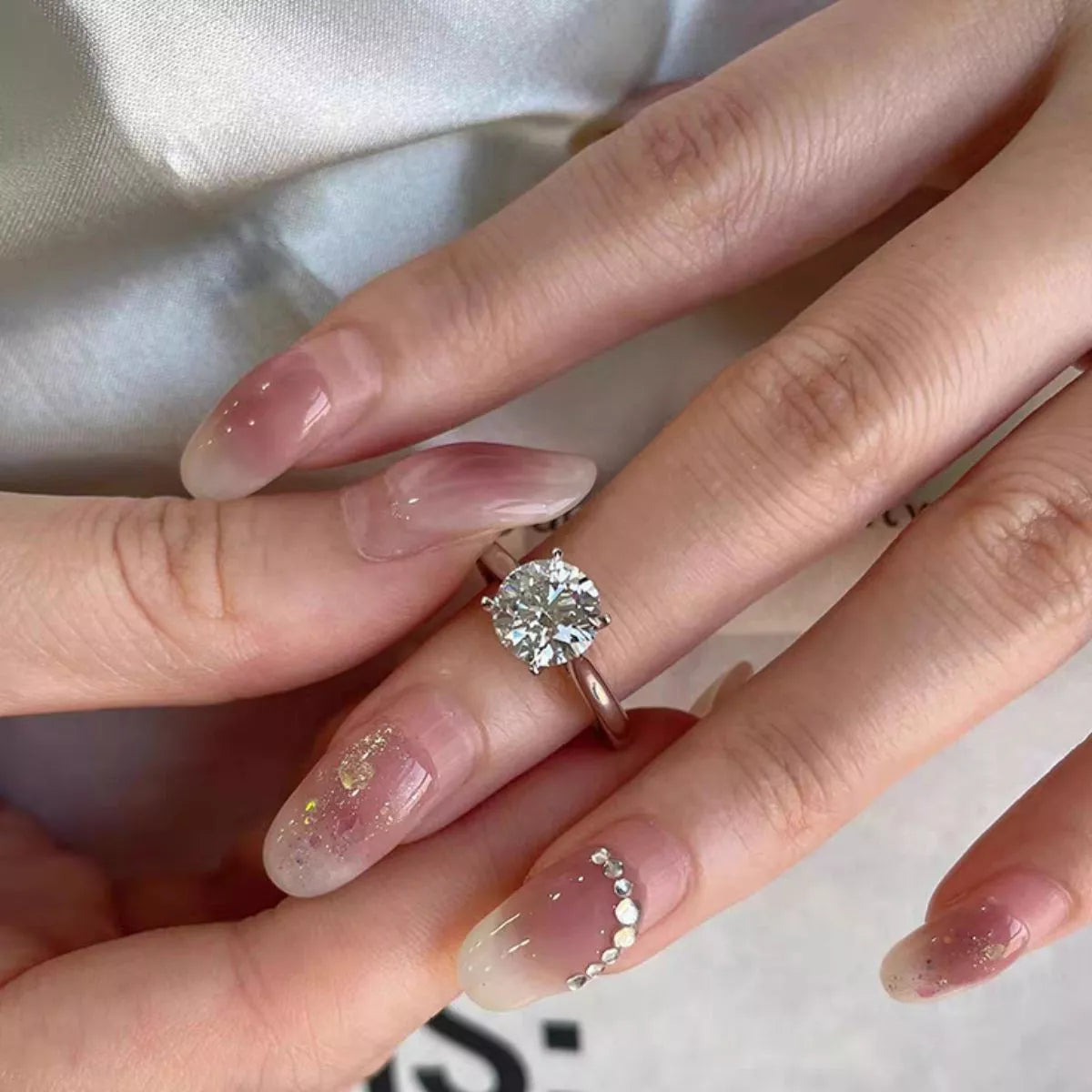 2 Carat Moissanite Sterling Silver Ring - alternate ring view