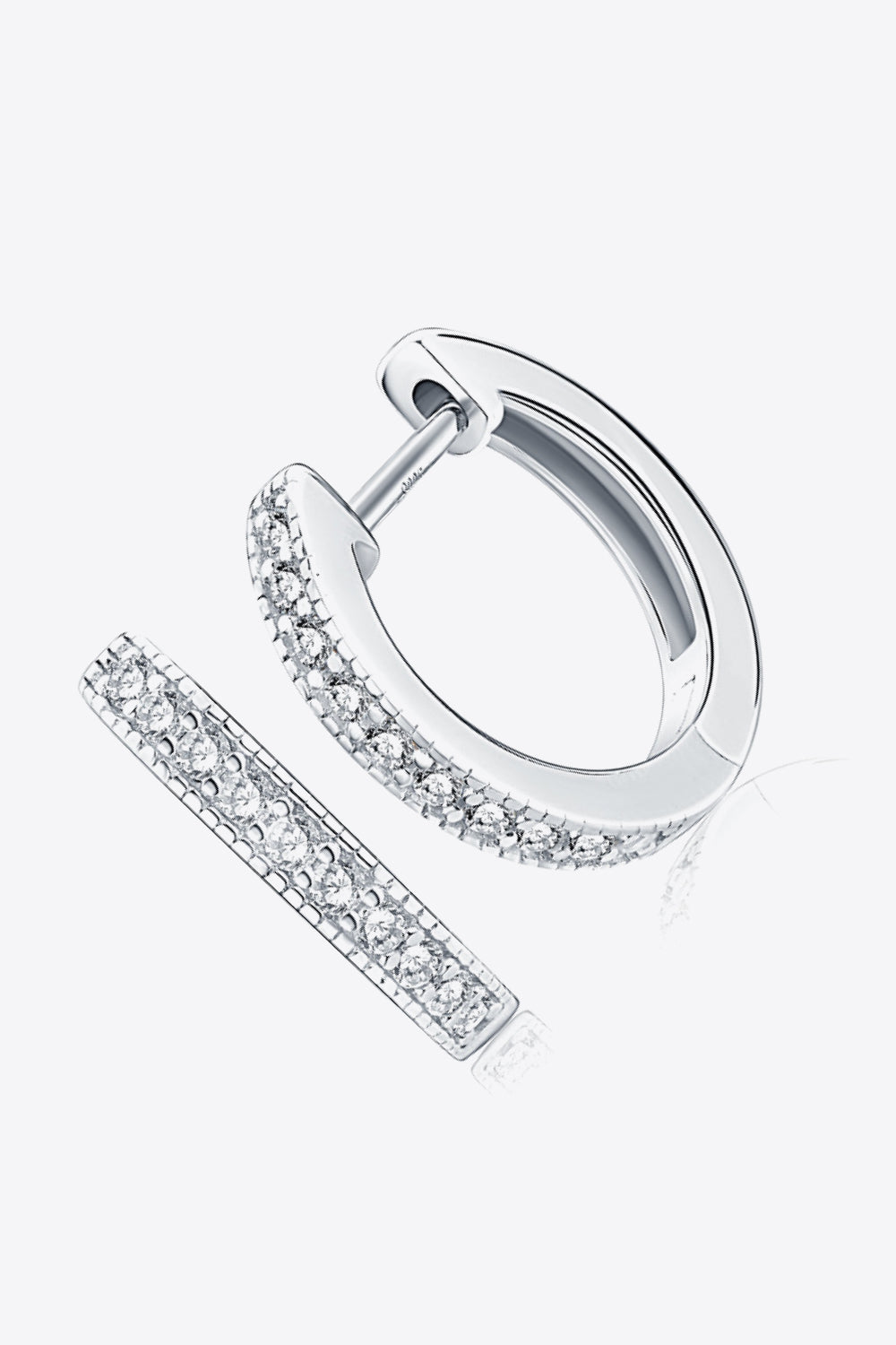 Inlaid Moissanite Hoop Earrings in Silver - women's hoop earrings