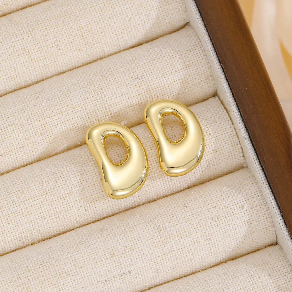 18K Gold-Plated Bubble Letter Stud Earrings in Style E - women's stud earrings