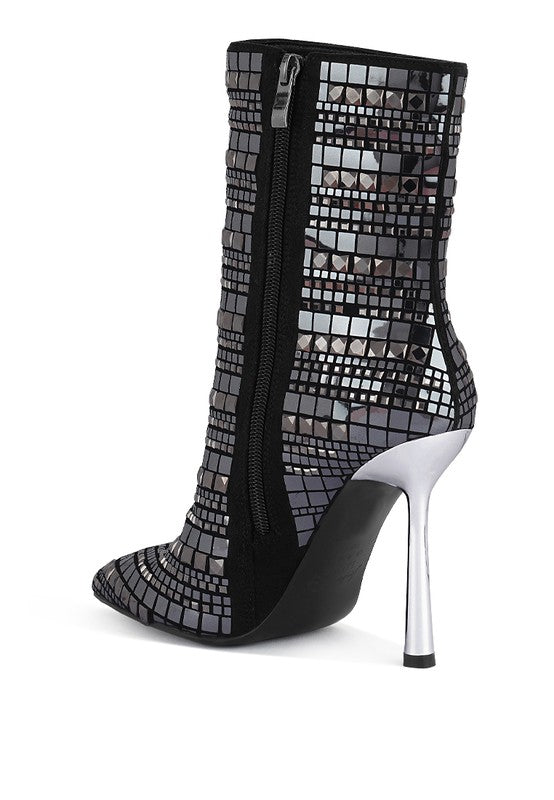 Mirror Embellished Stiletto Boots