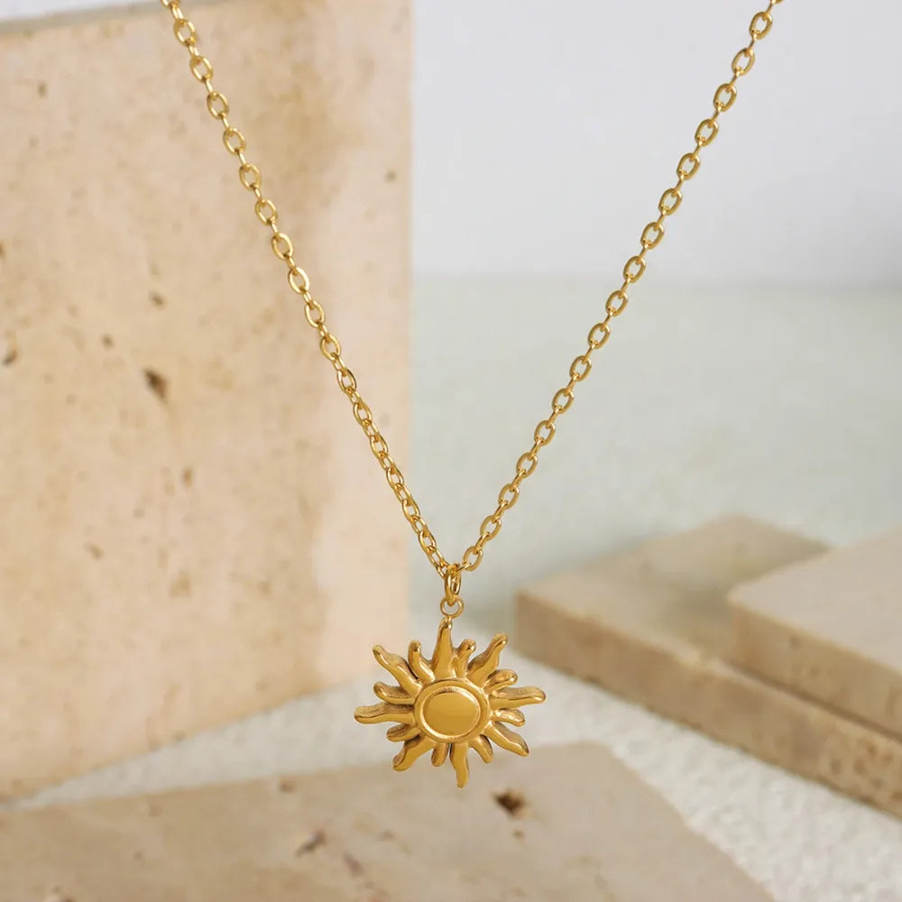 Titanium Steel Sun Shape Pendant Necklace - alternate necklace view