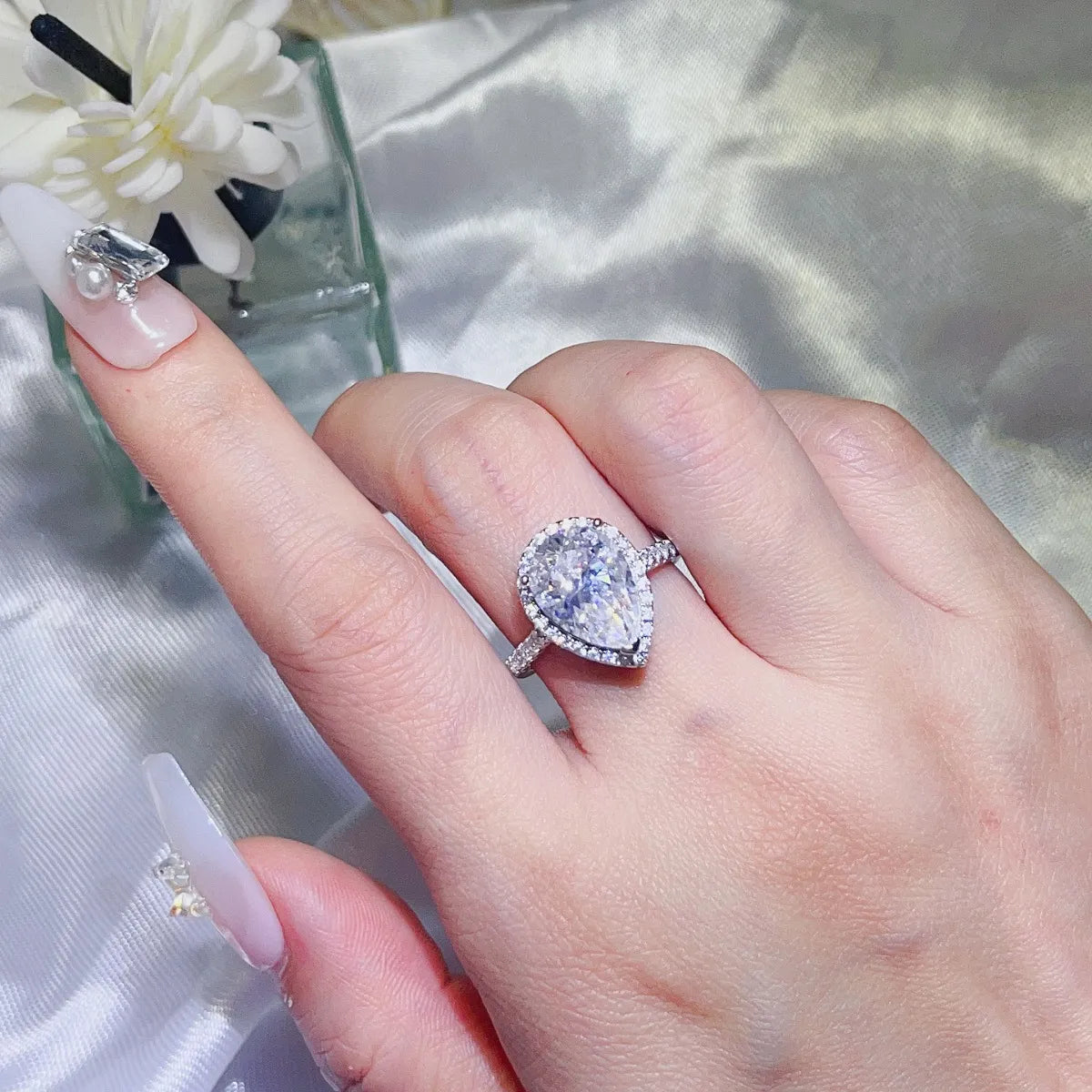 2 Carat Moissanite Sterling Silver Ring in White - women's ring