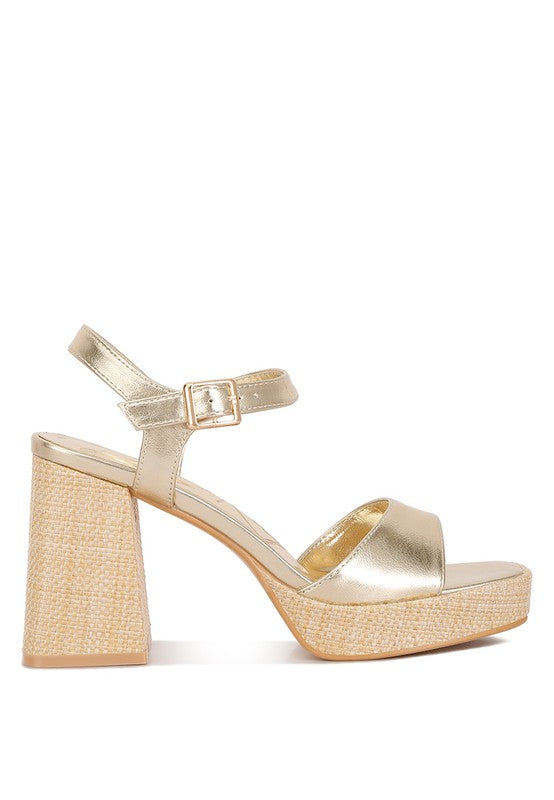 Metallic Ankle-Strap Platform Sandals