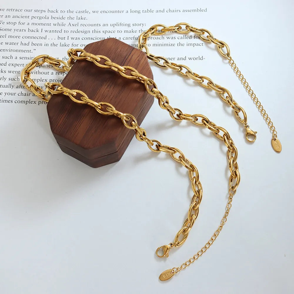Titanium Steel Chain Bracelet in Gold - women's chain bracelet