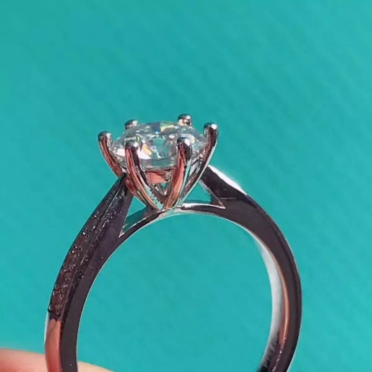 3 Carat Moissanite Sterling Silver Ring - alternate ring view