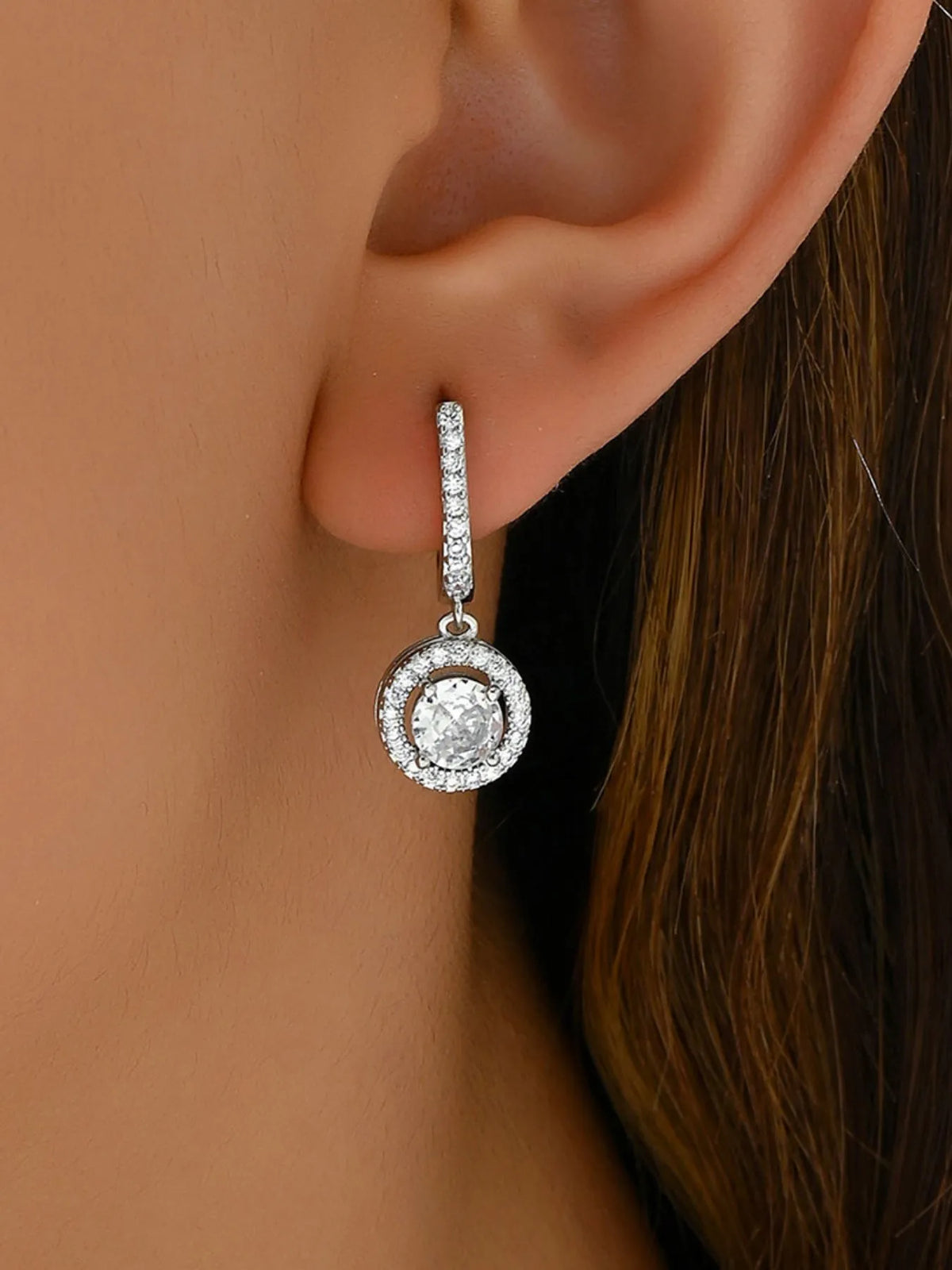 Stainless Steel Zircon Drop Earrings - alternate earring view