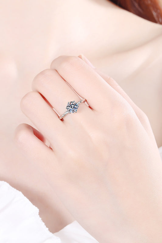1 Carat Moissanite 6-Prong Twisted Ring in Silver - women's ring