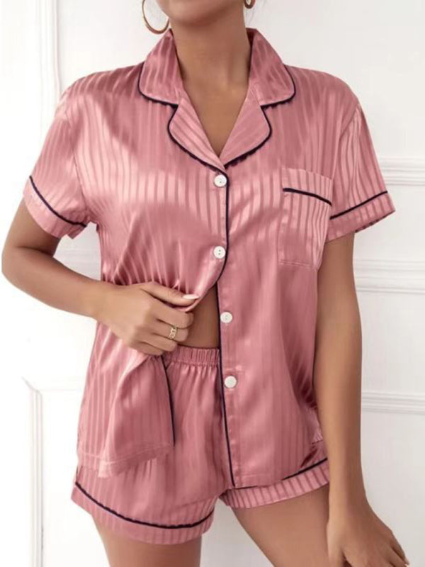 Notched-Collar Shorts Pajama Set