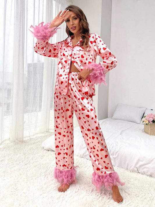 Heart Print Pajamas Set