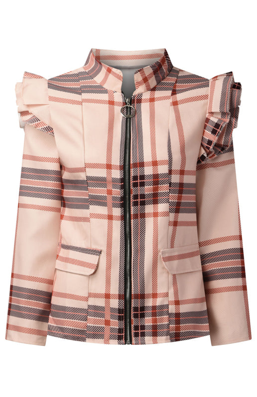 Plaid Zipper Front Jacket