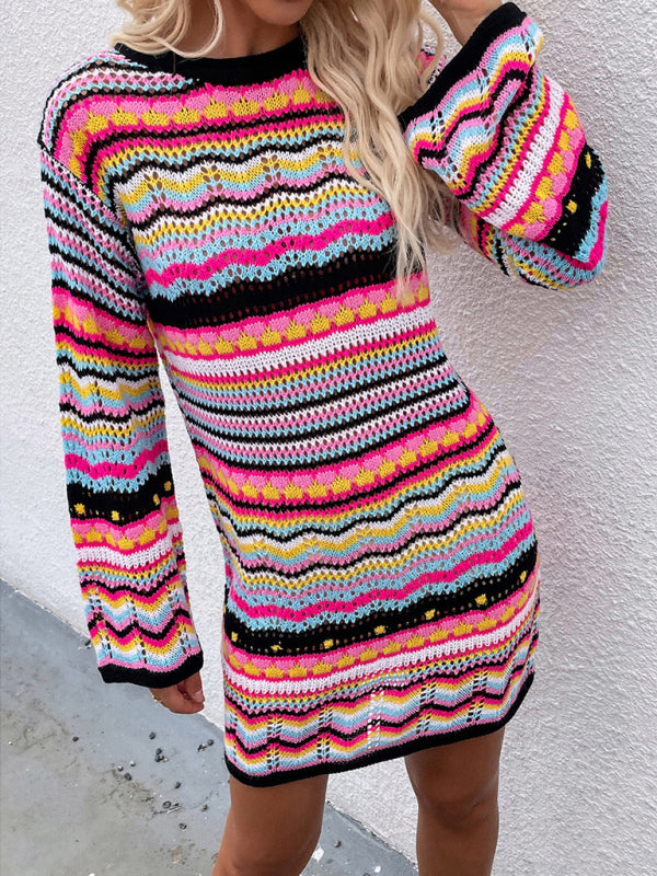 Open-Knit Sweater Dress