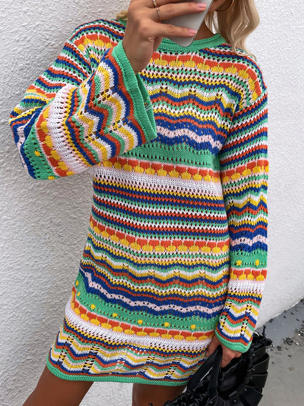 Open-Knit Sweater Dress