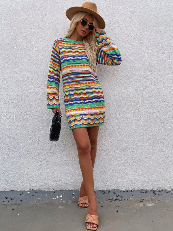 Open-Knit Sweater Dress