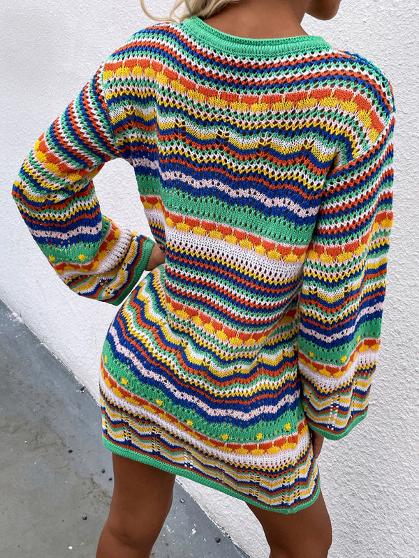 Open-Knit Sweater Dress