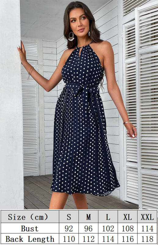 Polka-Dot Pleated Dress