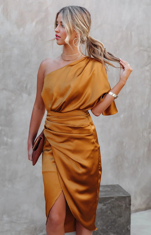 One-Shoulder Ruched Dress