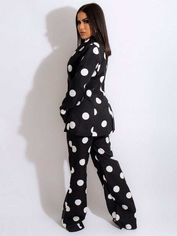 Polka Dot Blazer and Pants Suit Set