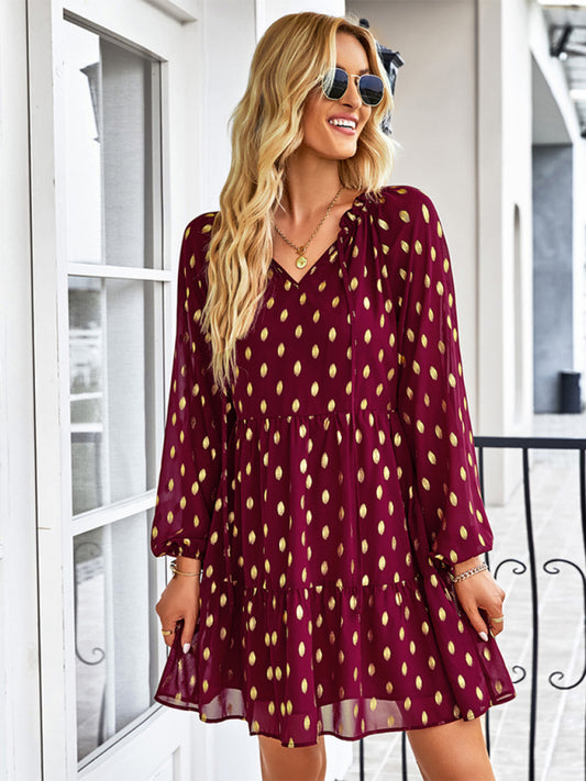 Tie-Neck Tiered Dress