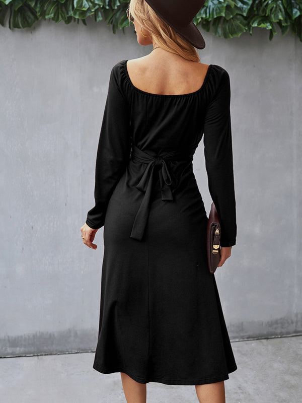 Long Sleeve Square Neck Dress