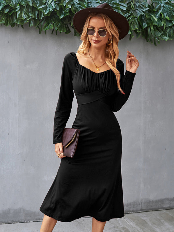 Long Sleeve Square Neck Dress