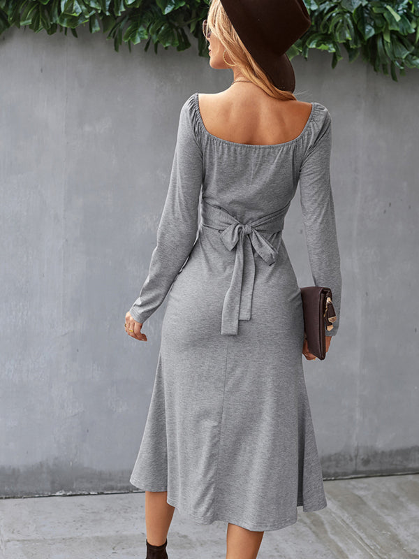 Long Sleeve Square Neck Dress