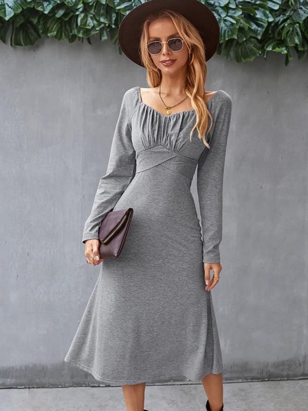 Long Sleeve Square Neck Dress