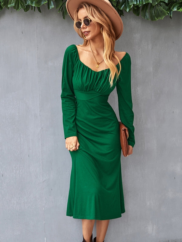 Long Sleeve Square Neck Dress