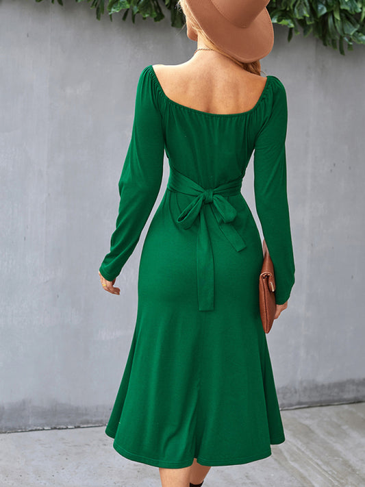 Long Sleeve Square Neck Dress