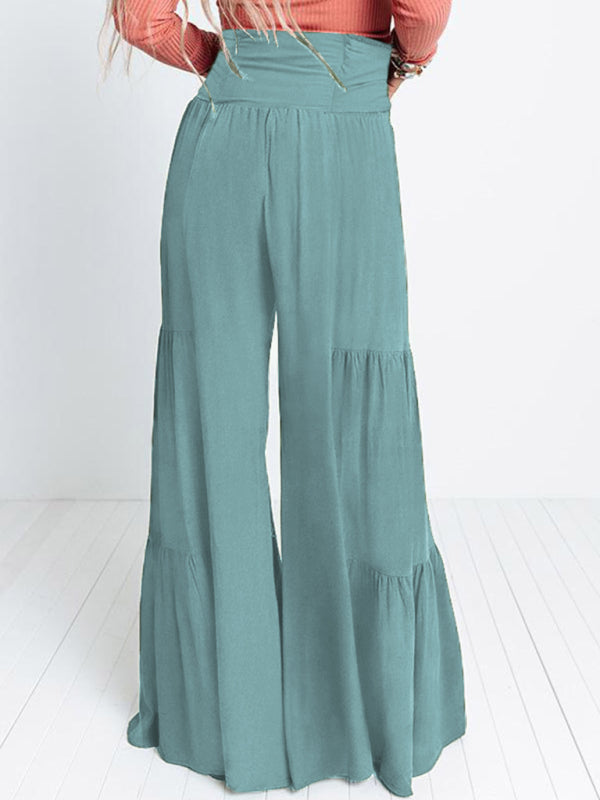 Tiered Wide-Leg Drawstring Pants