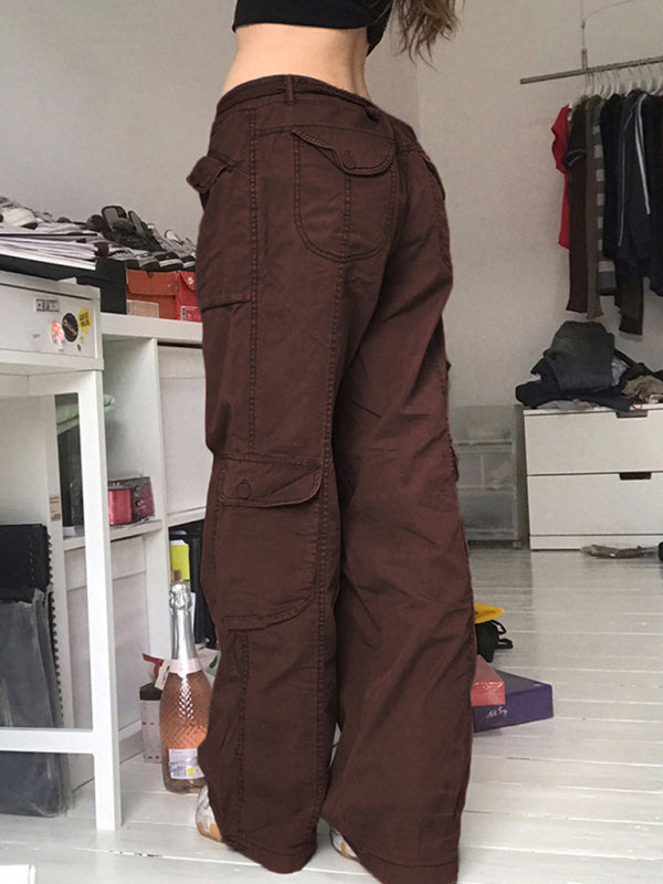 Tie-Waist Cargo Denim Pants