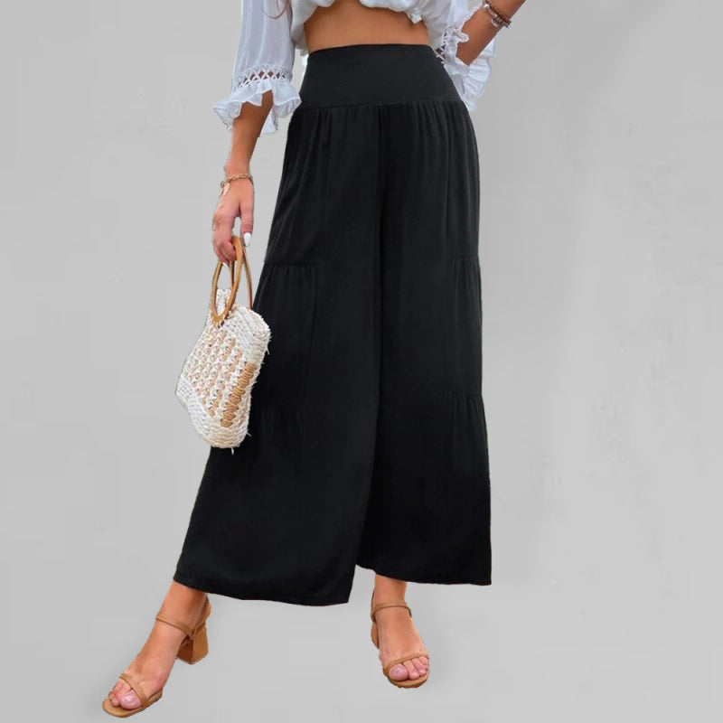 Cotton-Blend Tiered Pants