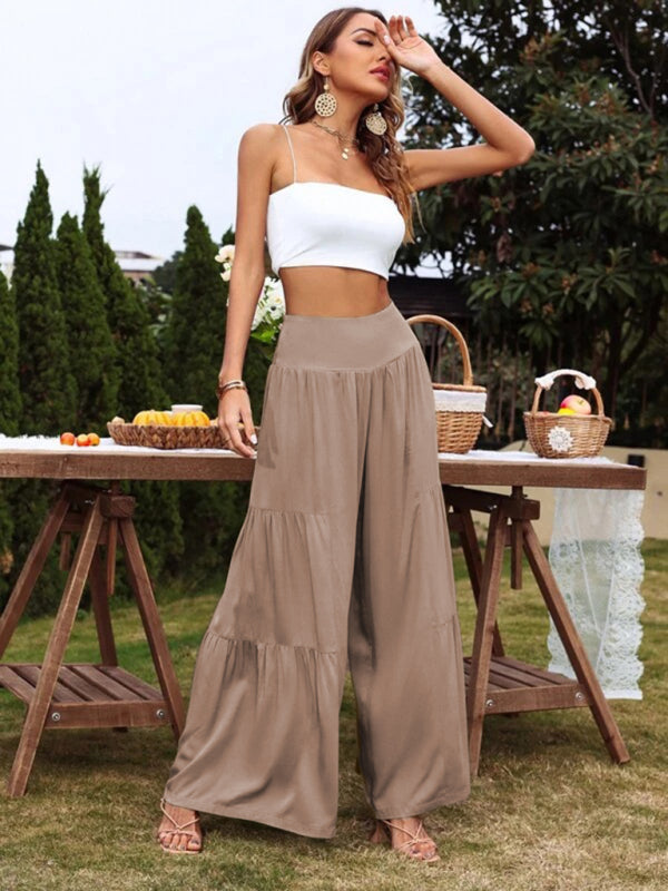 Cotton-Blend Tiered Pants