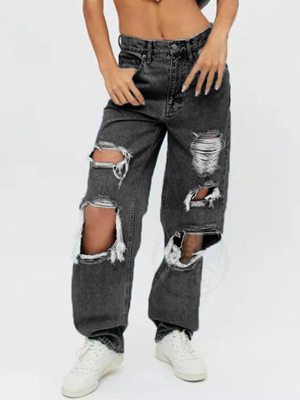 Loose Cut Out Denim Jeans