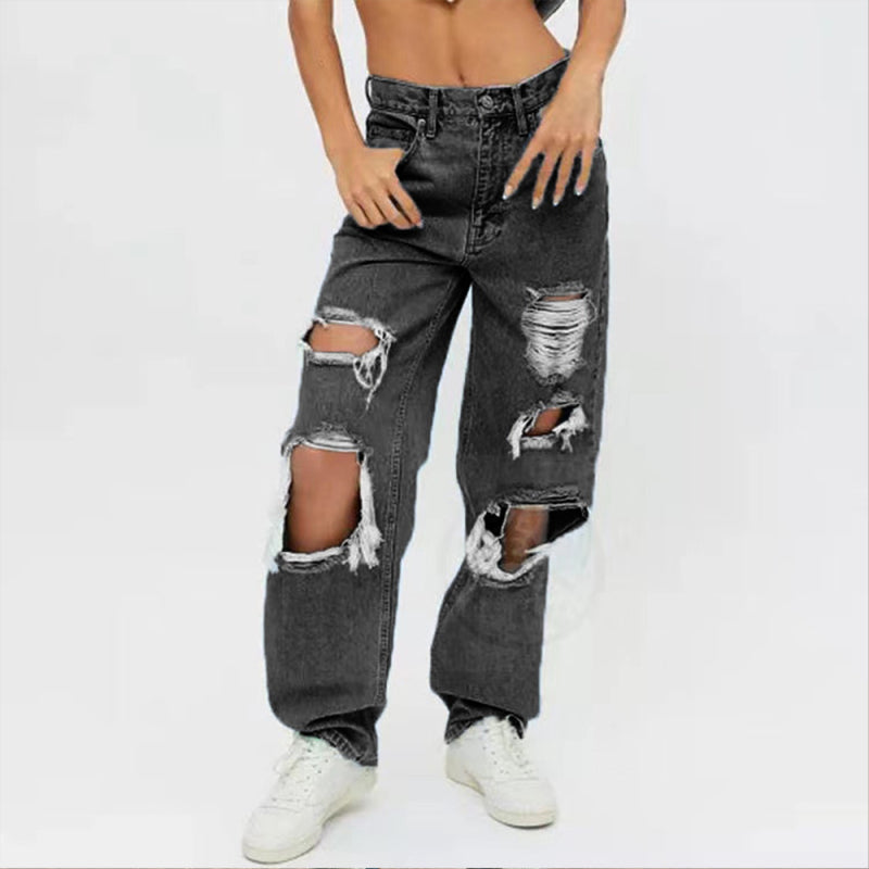 Loose Cut Out Denim Jeans