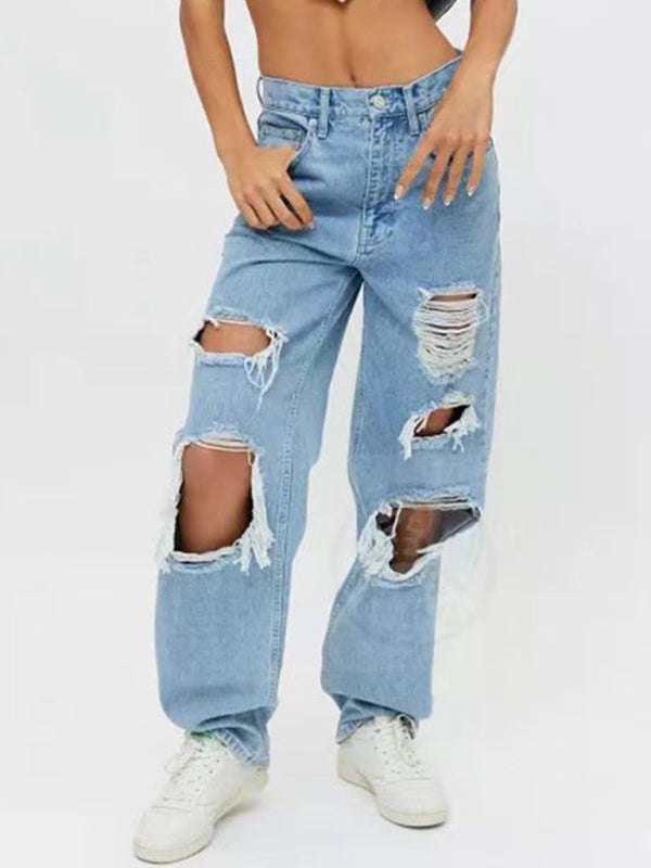 Loose Cut Out Denim Jeans